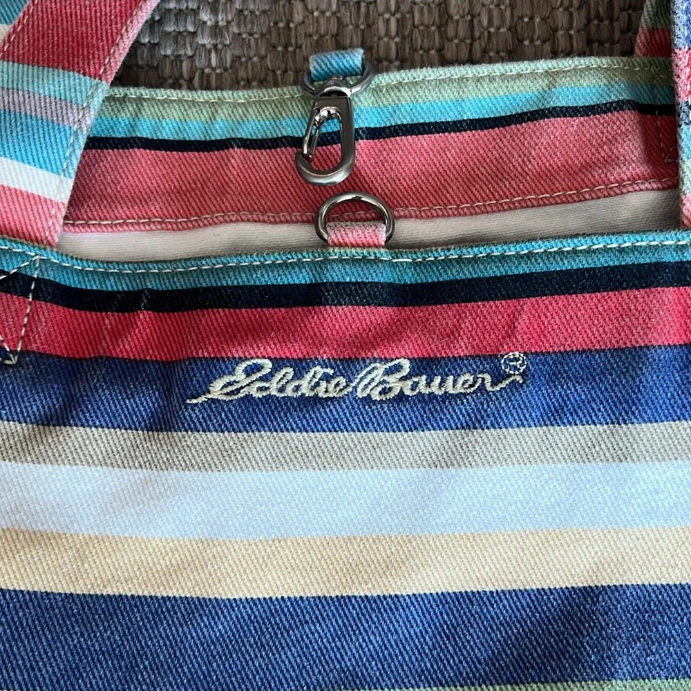 Vintage Eddie Bauer Summer Striped Cotton Canvas Tote